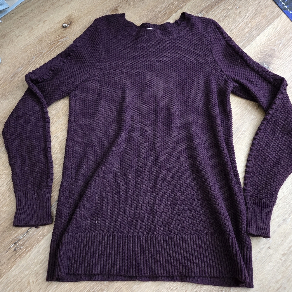 LOFT Deep Burgundy Detailed Sweater